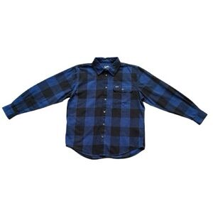 Smith’s Workwear Men’s Blue Black Plaid Flannel Shirt Jacket Size Large